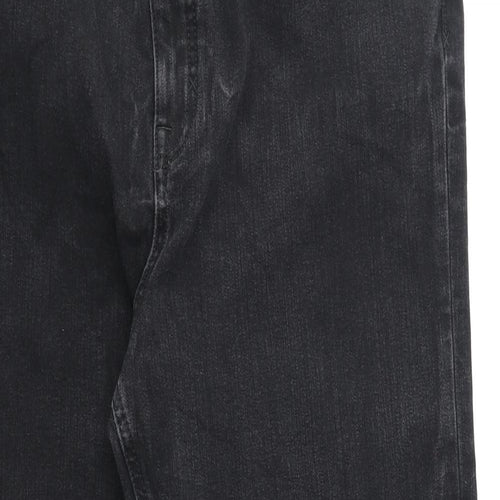 Preworn Womens Black Cotton Straight Jeans Size 36 in Regular Zip