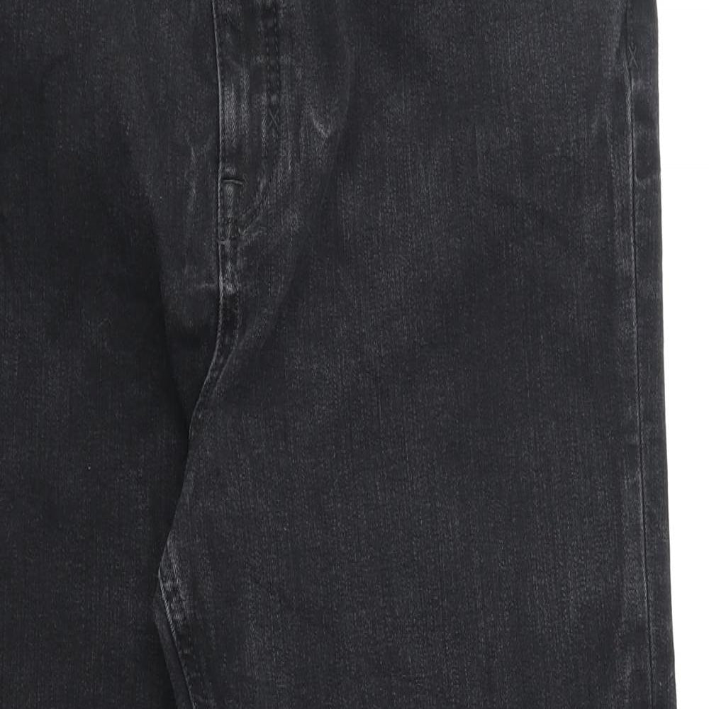 Preworn Womens Black Cotton Straight Jeans Size 36 in Regular Zip