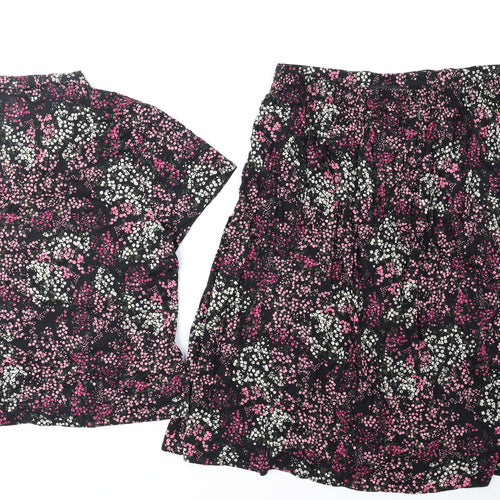 Bonmarché Womens Black Floral Viscose Swing Set Size 24 Button