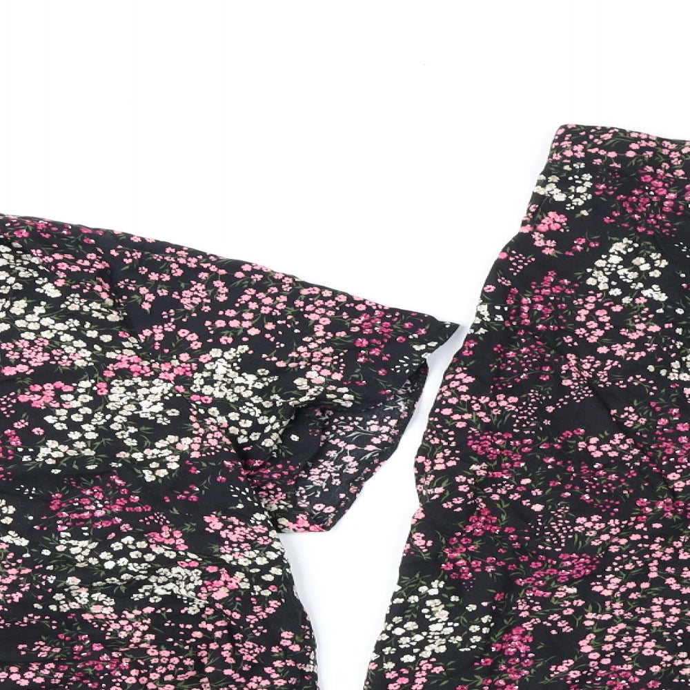 Bonmarché Womens Black Floral Viscose Swing Set Size 24 Button