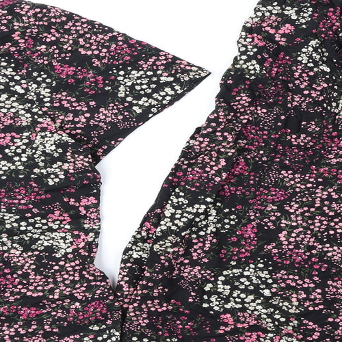 Bonmarché Womens Black Floral Viscose Swing Set Size 24 Button