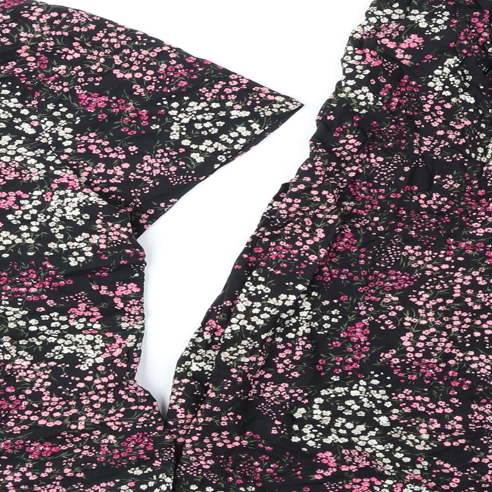 Bonmarché Womens Black Floral Viscose Swing Set Size 24 Button
