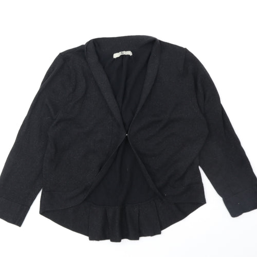 TU Womens Black V-Neck Cotton Cardigan Jumper Size 8