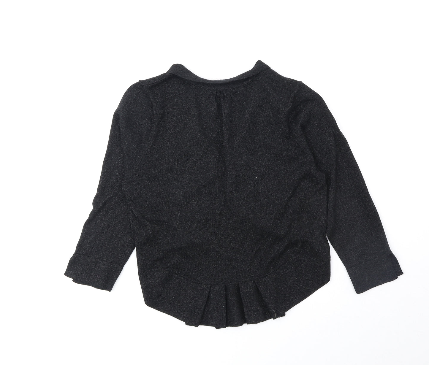 TU Womens Black V-Neck Cotton Cardigan Jumper Size 8
