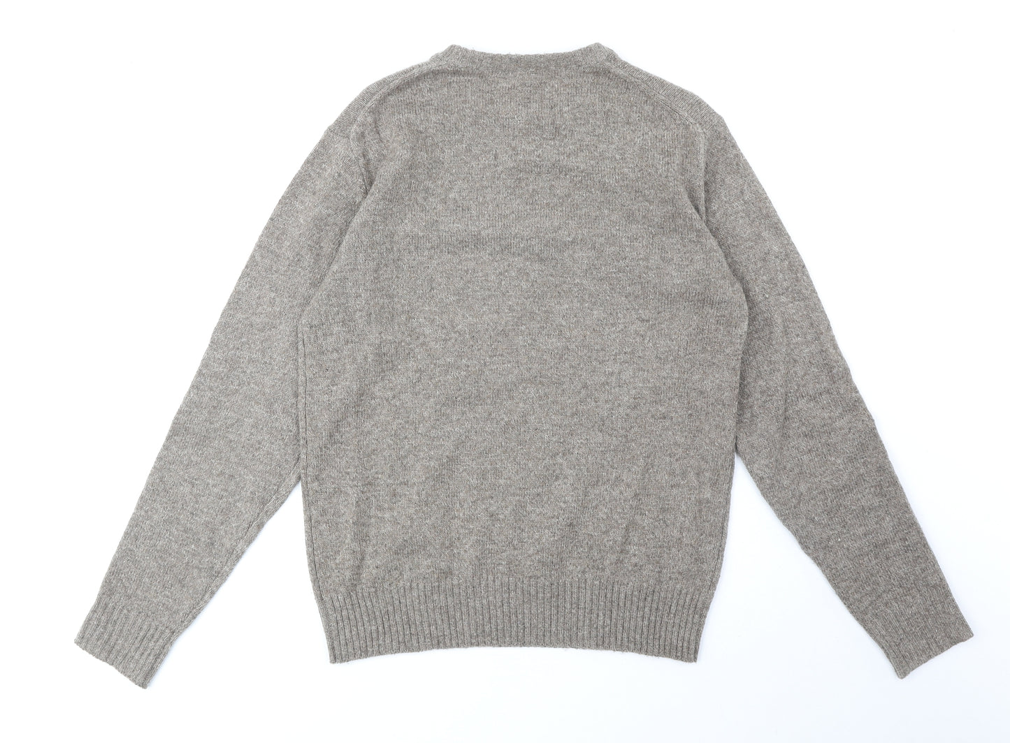 Preworn Mens Brown Round Neck Wool Pullover Jumper Size XS Long Sleeve