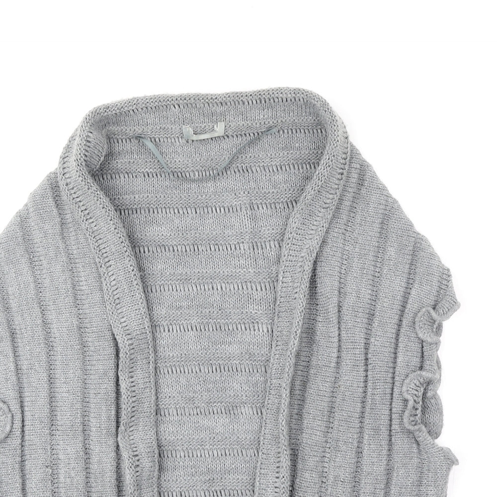 Preworn Womens Grey V-Neck Acrylic Cardigan Jumper Size M