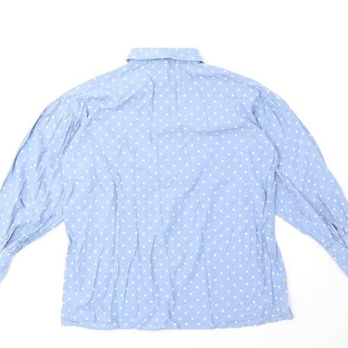 Topshop Womens Blue Geometric Cotton Basic Button-Up Size 6 V-Neck - Star Print