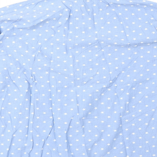 Topshop Womens Blue Geometric Cotton Basic Button-Up Size 6 V-Neck - Star Print