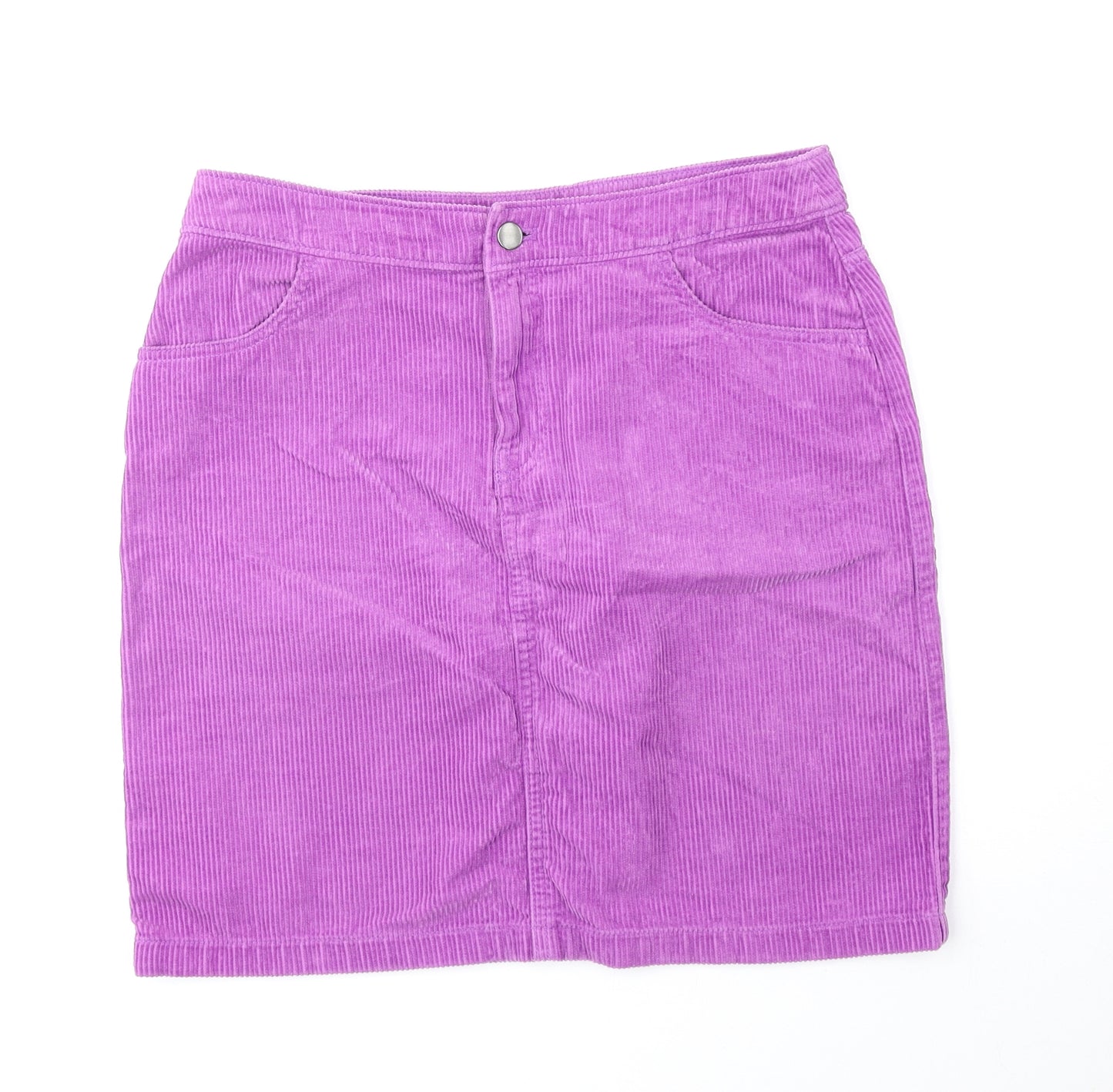 TU Womens Purple Cotton Straight & Pencil Skirt Size 10 Zip