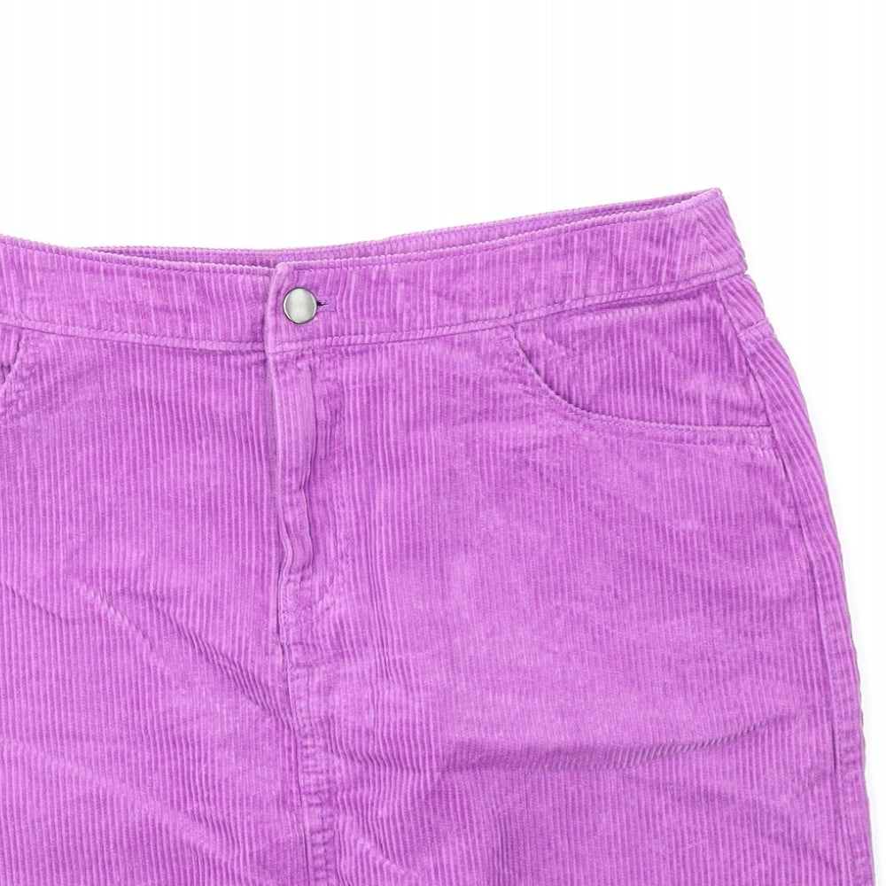 TU Womens Purple Cotton Straight & Pencil Skirt Size 10 Zip