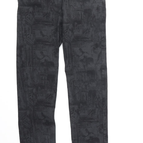 Preworn Girls Black Geometric Cotton Straight Jeans Size M Regular