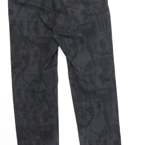 Preworn Girls Black Geometric Cotton Straight Jeans Size M Regular