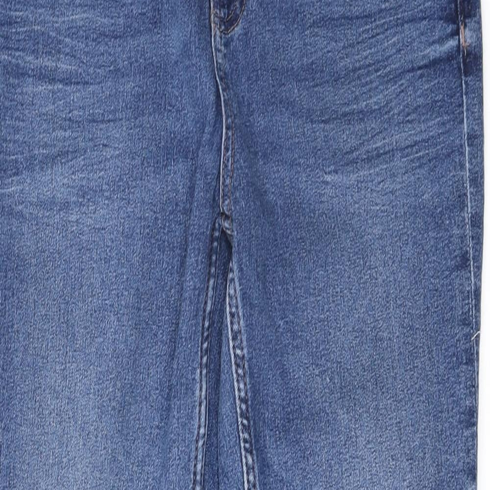 Marks and Spencer Womens Blue Cotton Straight Jeans Size 12 Regular Zip