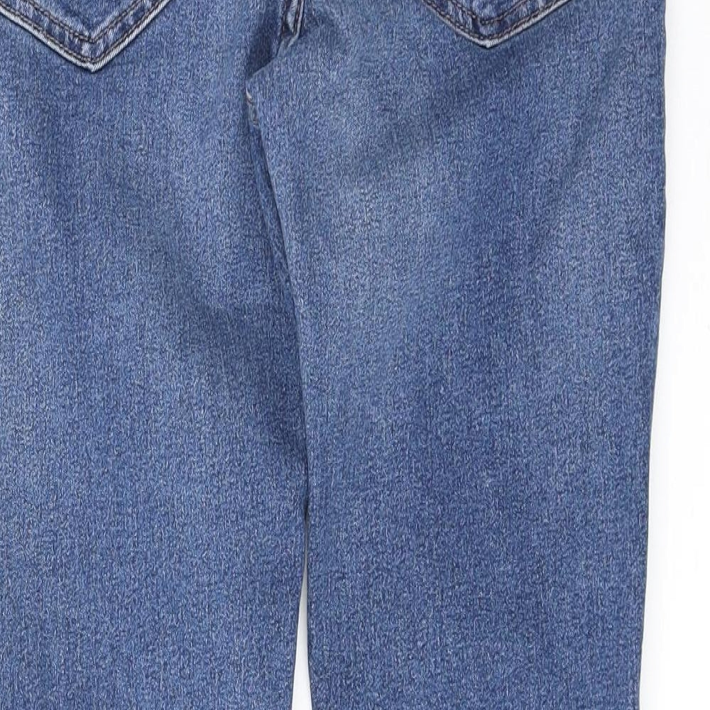 Marks and Spencer Womens Blue Cotton Straight Jeans Size 12 Regular Zip