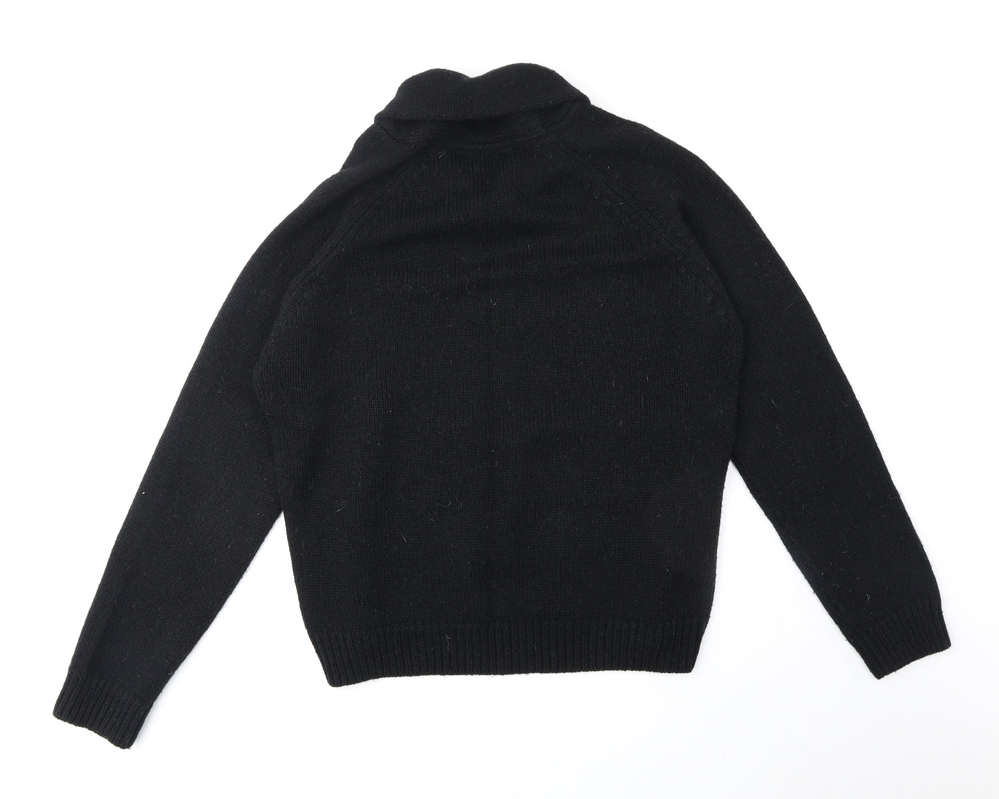 Cedar Wood State Mens Black V-Neck Acrylic Henley Jumper Size L Long Sleeve