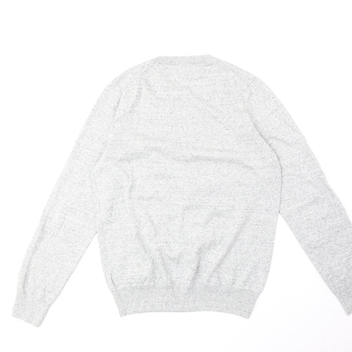 Marks and Spencer Mens Grey Round Neck Cotton Pullover Jumper Size S Long Sleeve