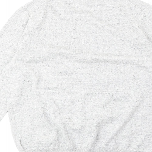 Marks and Spencer Mens Grey Round Neck Cotton Pullover Jumper Size S Long Sleeve
