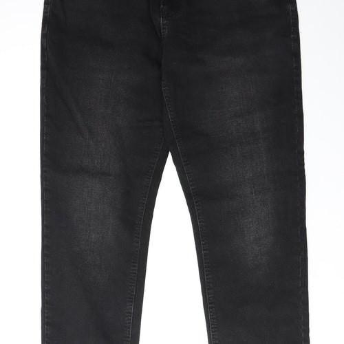 NEXT Mens Black Cotton Straight Jeans Size 32 in Regular Zip
