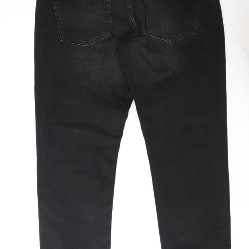 NEXT Mens Black Cotton Straight Jeans Size 32 in Regular Zip