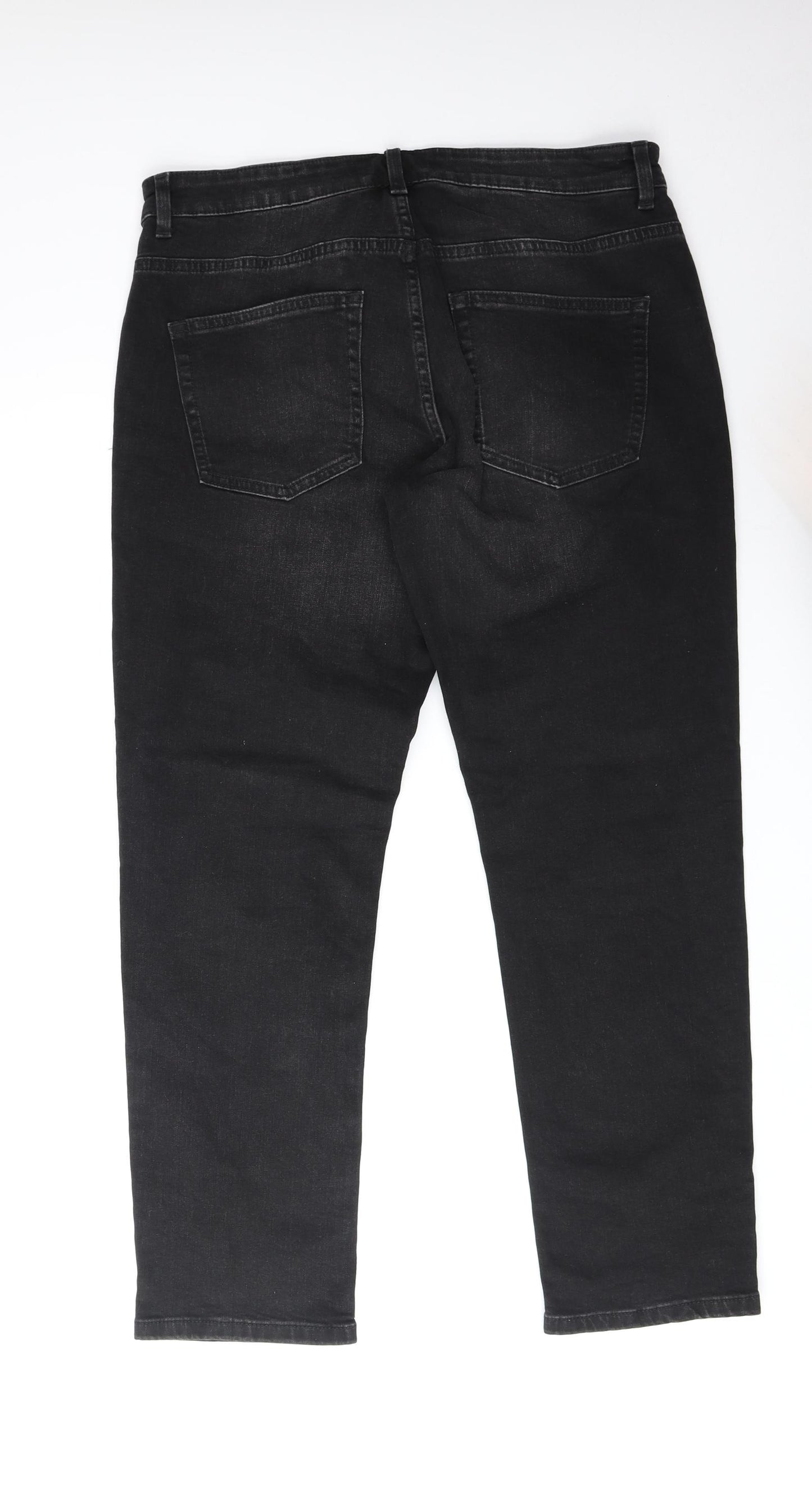 NEXT Mens Black Cotton Straight Jeans Size 32 in Regular Zip
