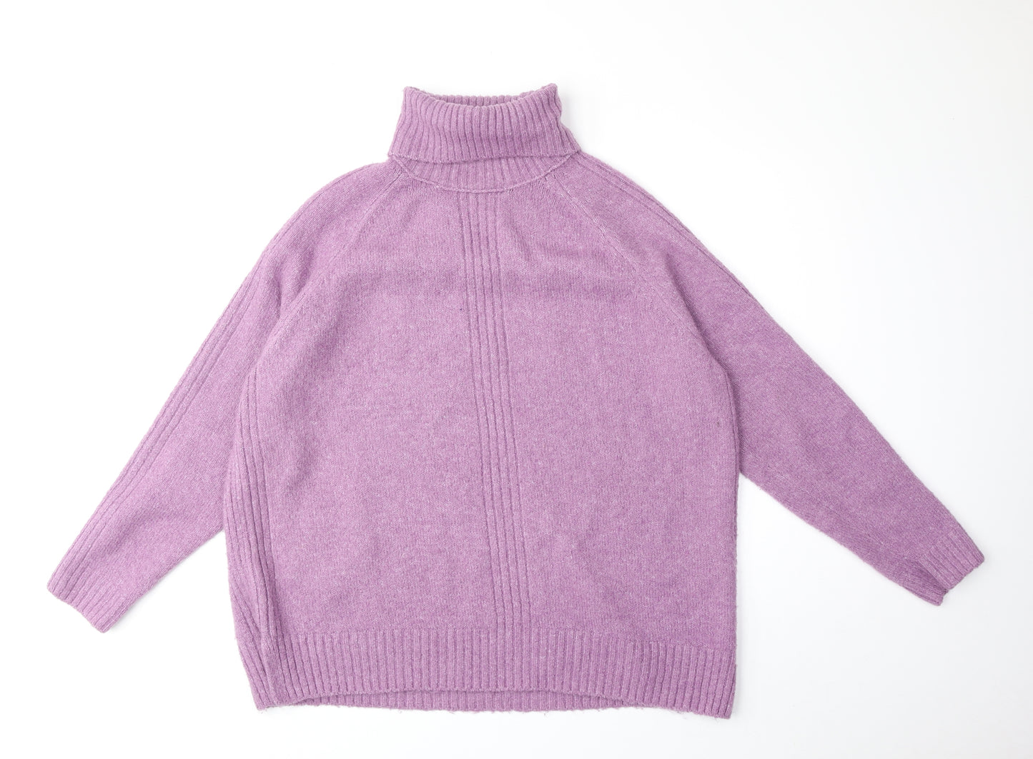 Marks and Spencer Womens Purple Roll Neck Acrylic Pullover Jumper Size L