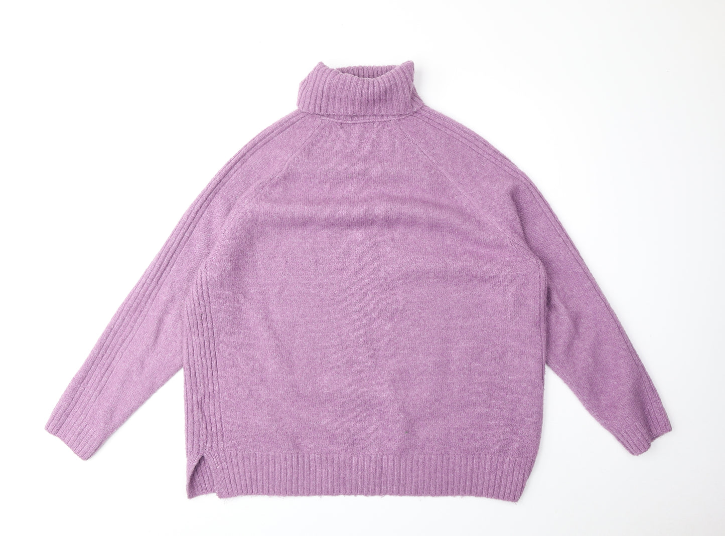 Marks and Spencer Womens Purple Roll Neck Acrylic Pullover Jumper Size L
