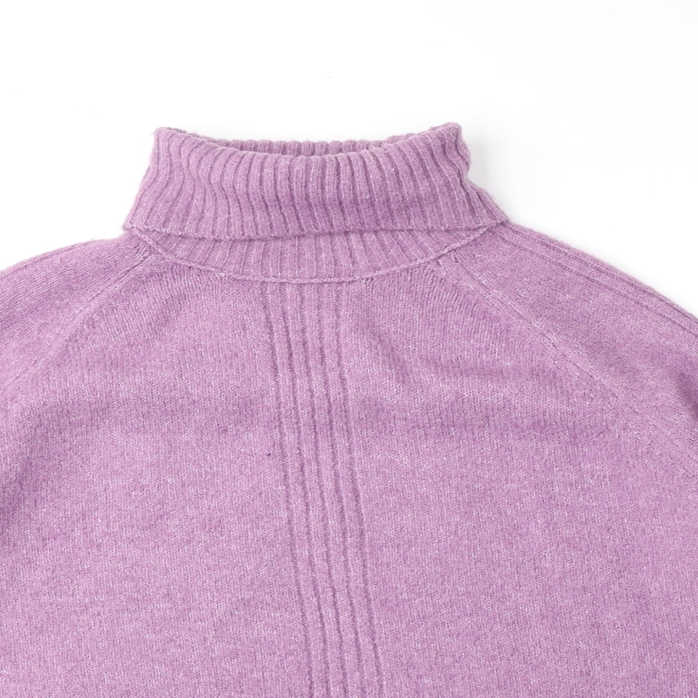 Marks and Spencer Womens Purple Roll Neck Acrylic Pullover Jumper Size L