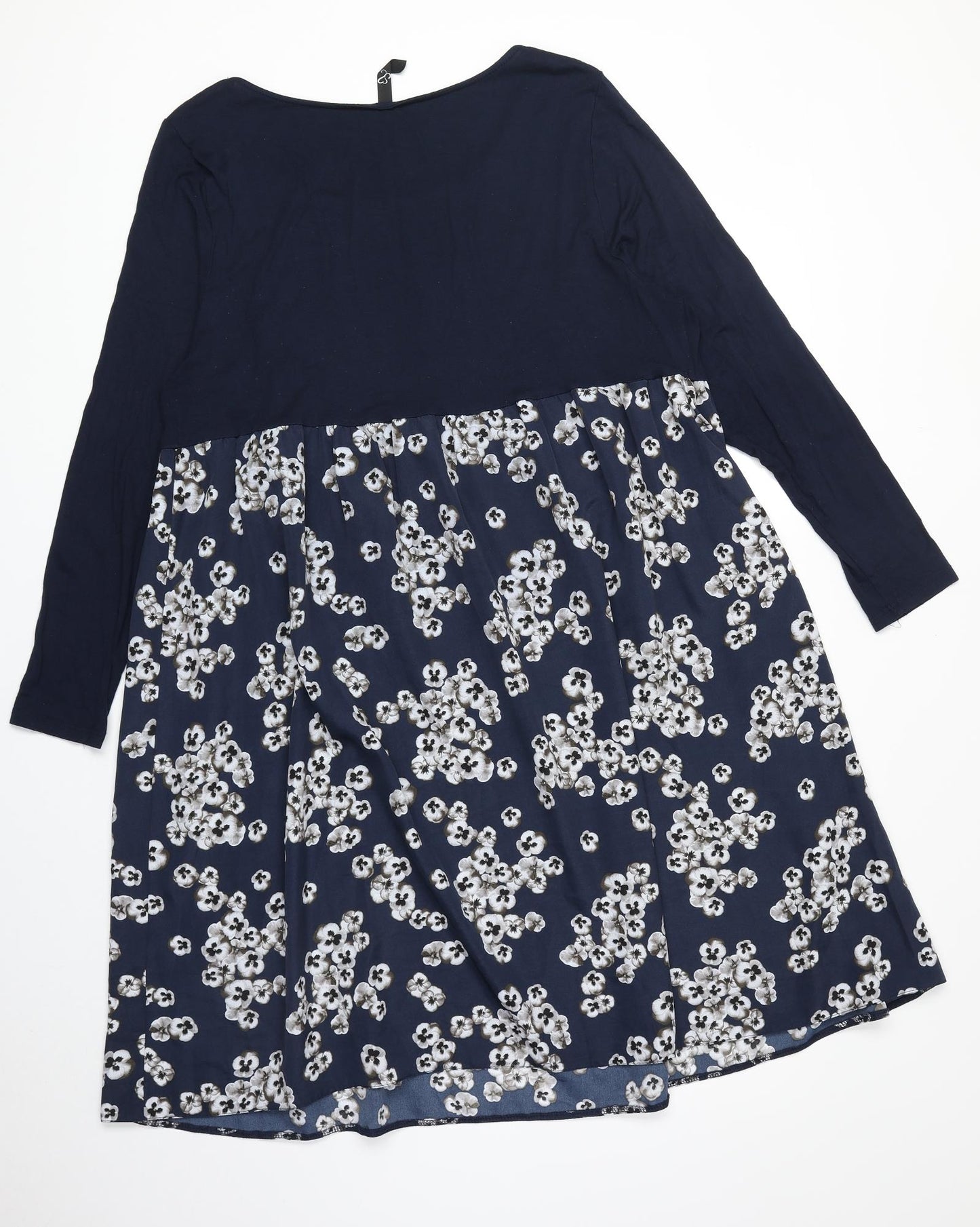 Yours Womens Blue Floral Viscose A-Line Size 20 Scoop Neck Pullover