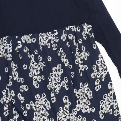 Yours Womens Blue Floral Viscose A-Line Size 20 Scoop Neck Pullover