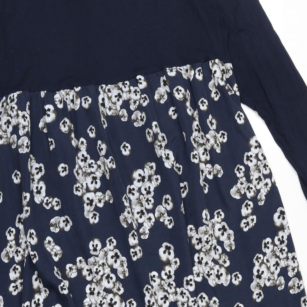 Yours Womens Blue Floral Viscose A-Line Size 20 Scoop Neck Pullover