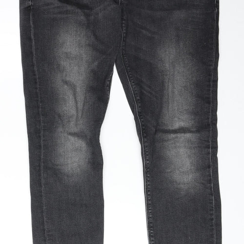 River Island Mens Grey Cotton Skinny Jeans Size 23 in Regular Zip