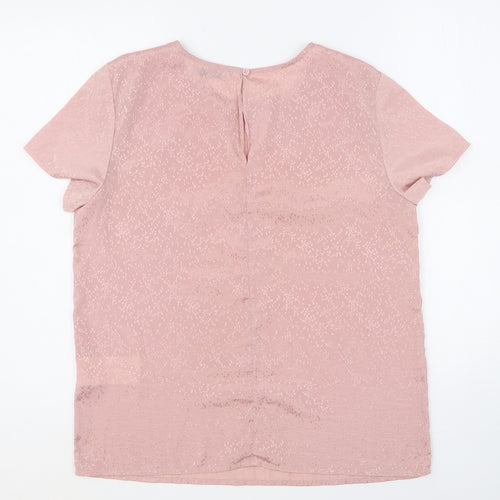 Pieces Womens Pink Geometric Polyester Basic Blouse Size M Round Neck