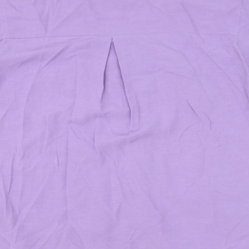 Autograph Womens Purple Viscose Basic Button-Up Size 6 V-Neck