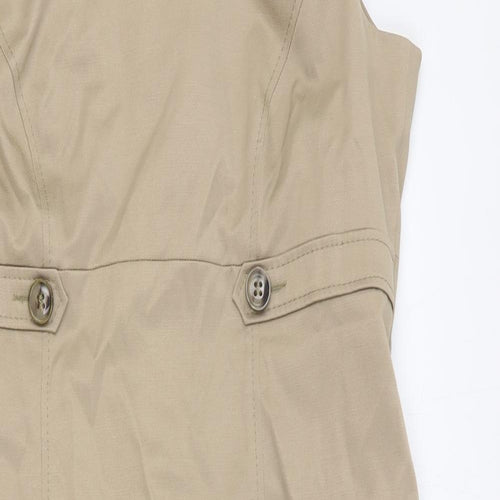 Comma Womens Beige Polyester A-Line Size 12 Scoop Neck Zip