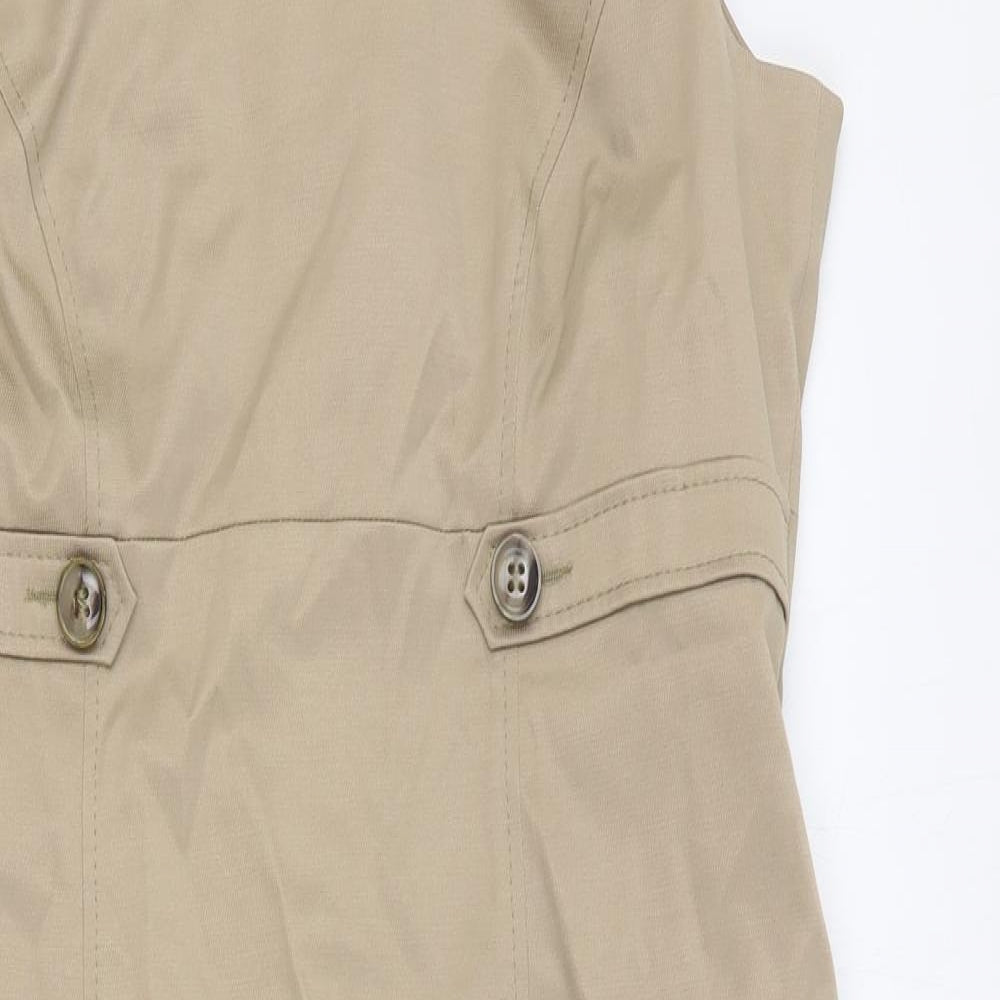 Comma Womens Beige Polyester A-Line Size 12 Scoop Neck Zip