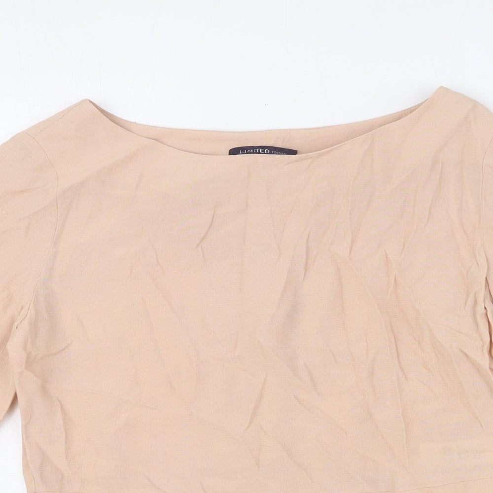 Limited Edition Womens Pink Viscose Cropped Blouse Size 6 Round Neck
