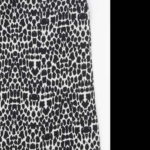 Dorothy Perkins Womens Black Geometric Polyester A-Line Size 6 Collared Button