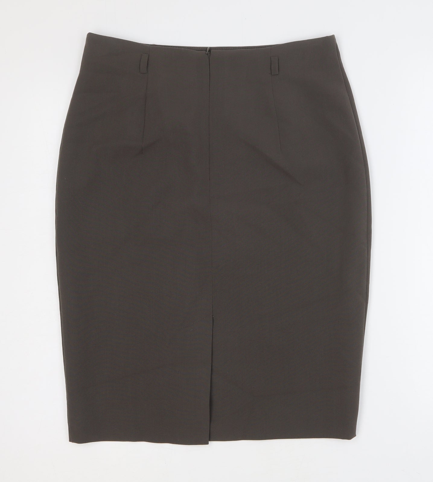 Marks and Spencer Womens Brown Polyester Straight & Pencil Skirt Size 12 Zip