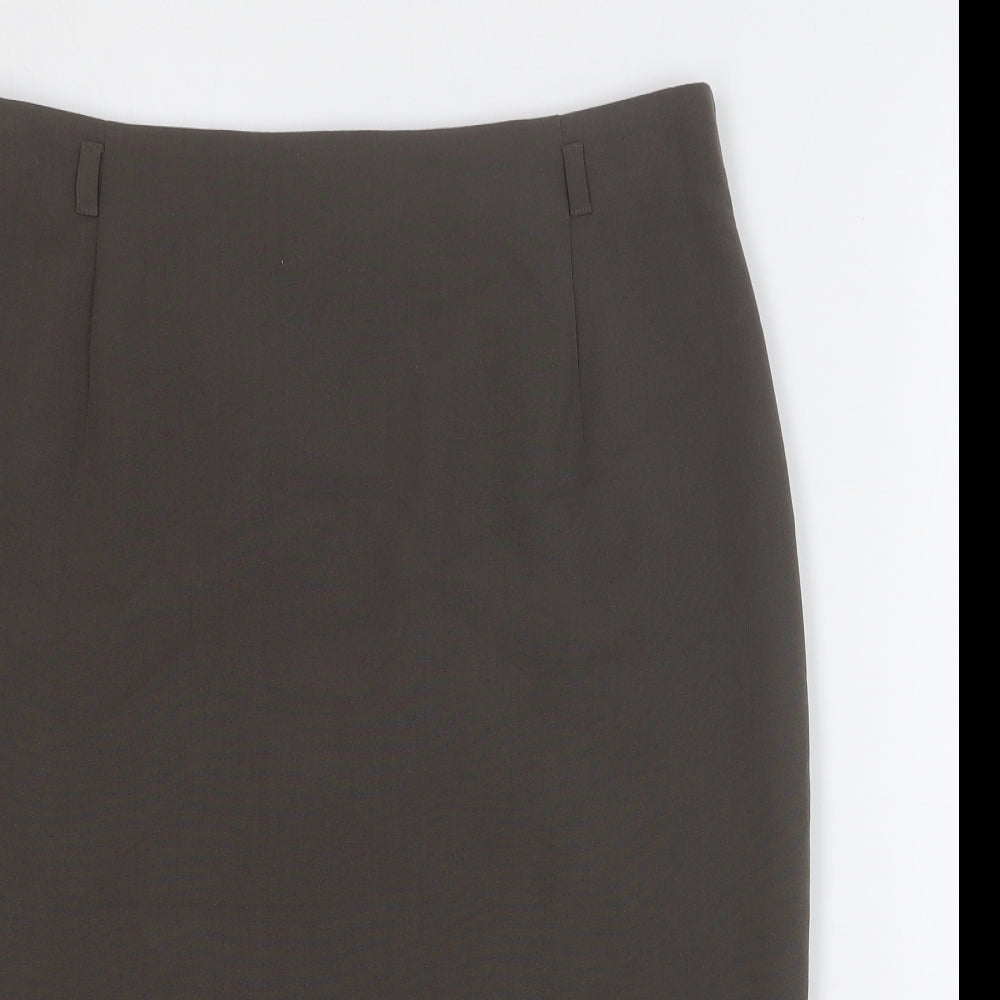 Marks and Spencer Womens Brown Polyester Straight & Pencil Skirt Size 12 Zip