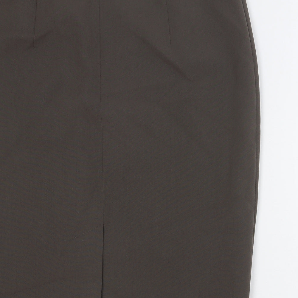 Marks and Spencer Womens Brown Polyester Straight & Pencil Skirt Size 12 Zip