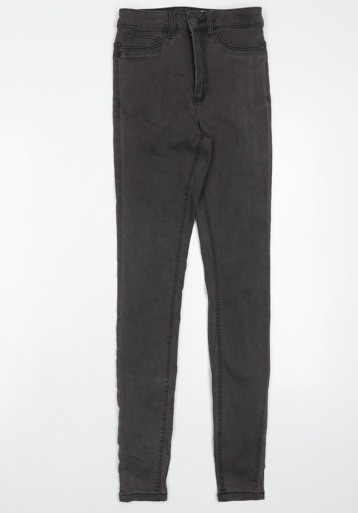 Noisy may Womens Grey Cotton Skinny Jeans Size 26 in L32 in Regular Zip