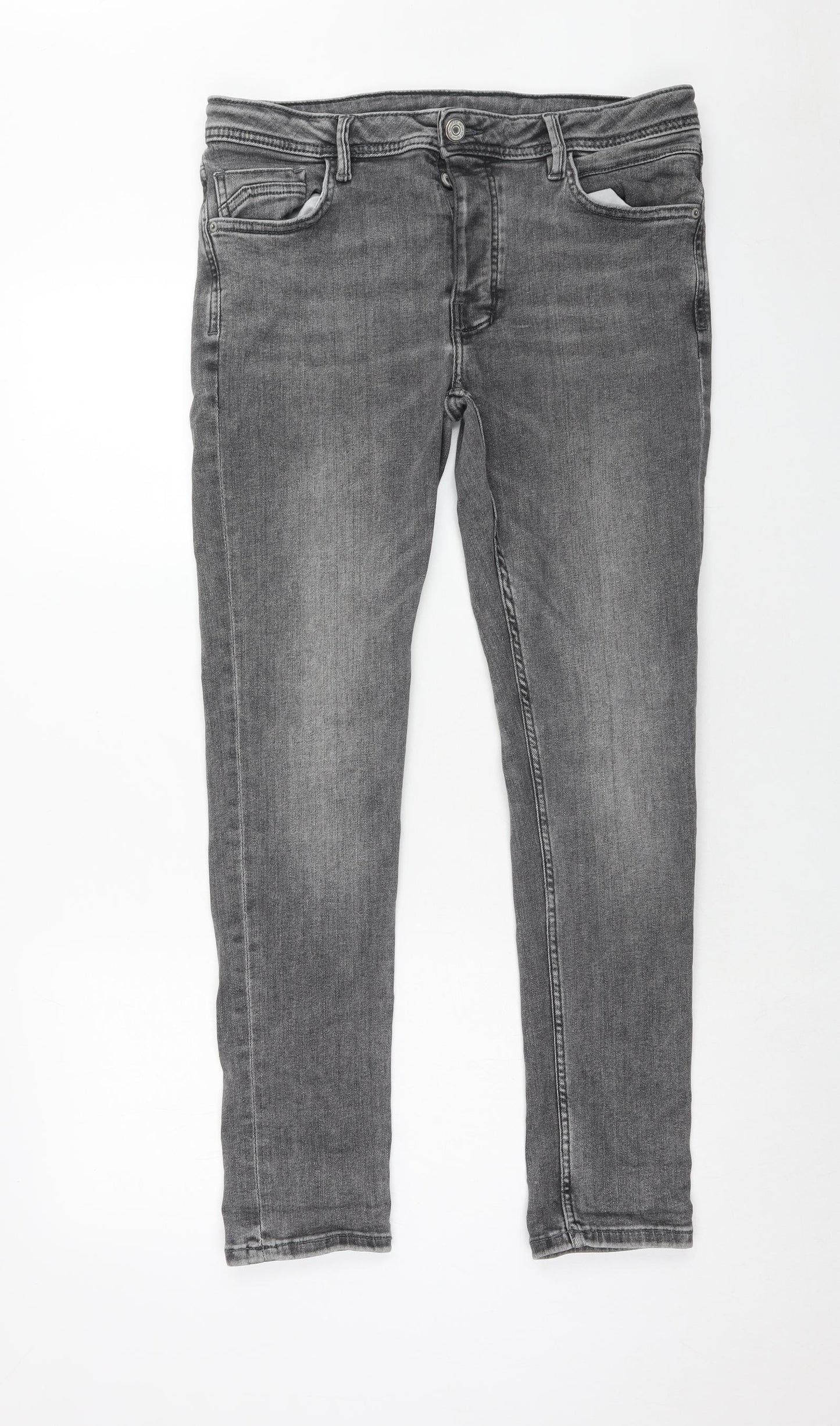 Denim & Co. Mens Grey Cotton Skinny Jeans Size 36 in L30 in Regular Zip