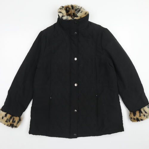 Finesse Womens Black Geometric Jacket Size 14 Zip