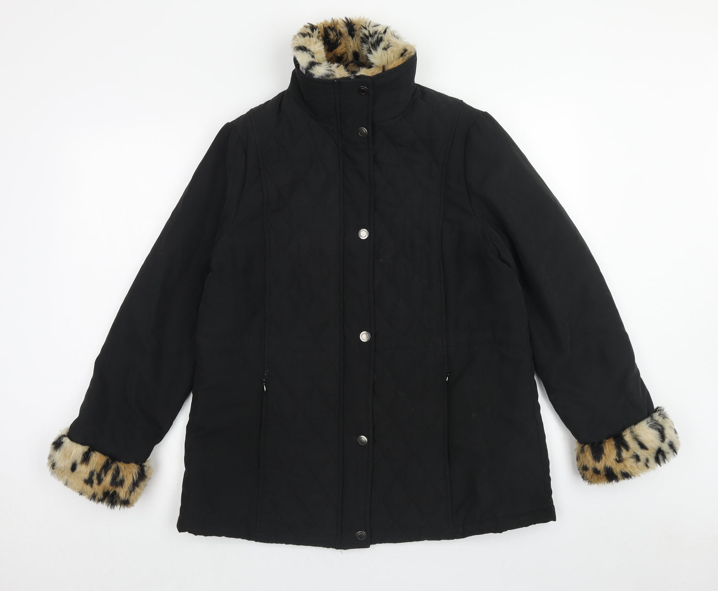 Finesse Womens Black Geometric Jacket Size 14 Zip