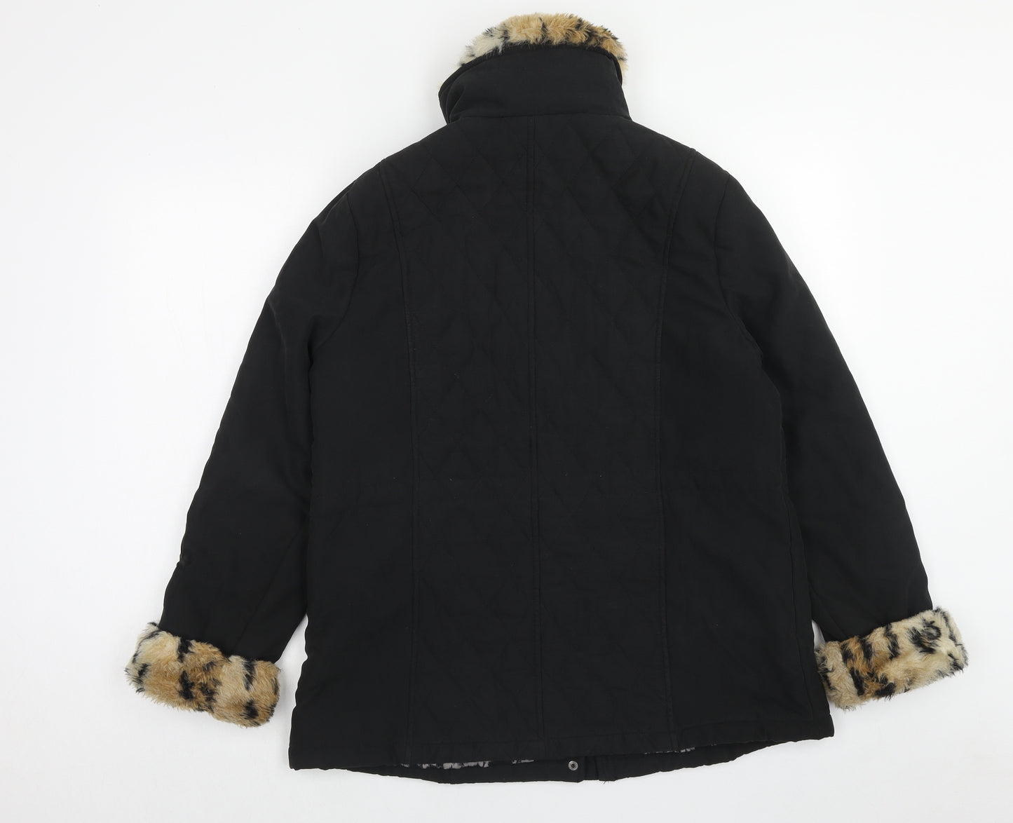 Finesse Womens Black Geometric Jacket Size 14 Zip