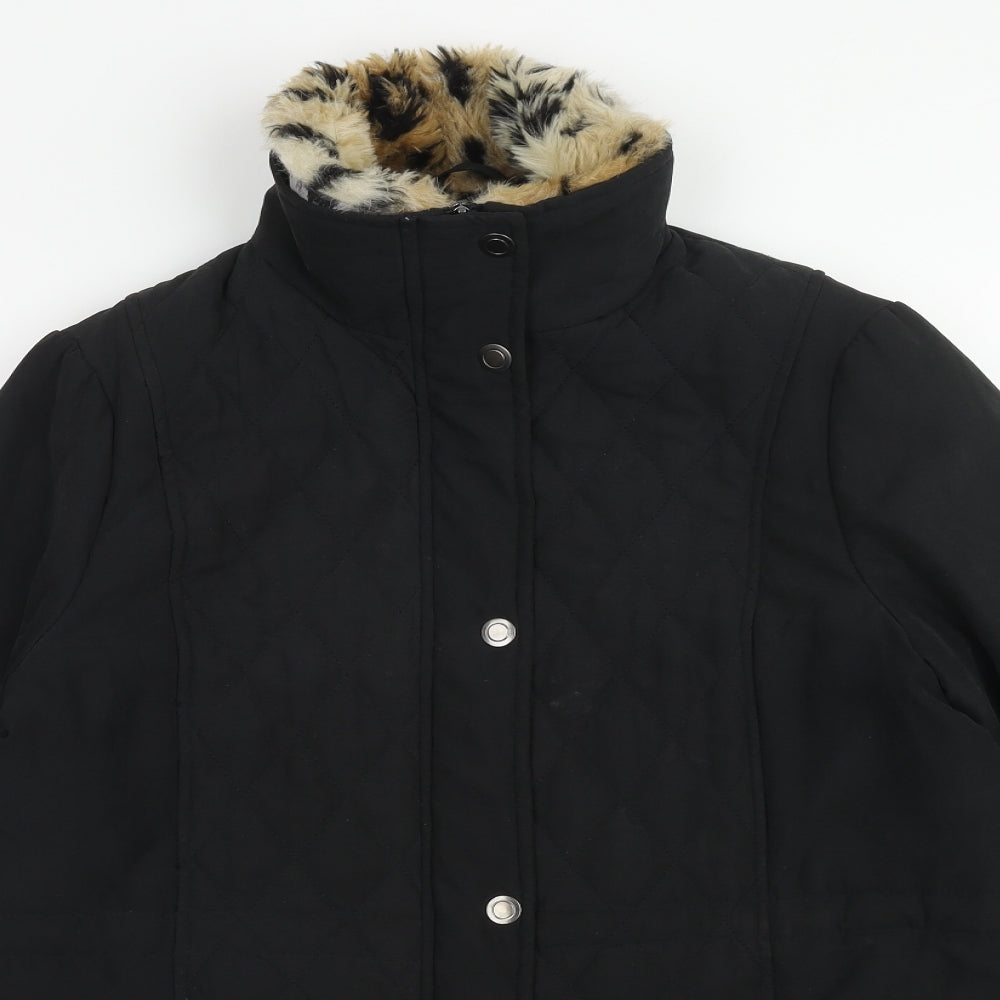 Finesse Womens Black Geometric Jacket Size 14 Zip