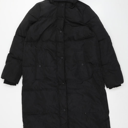 Zara Womens Black Quilted Coat Size XS Zip