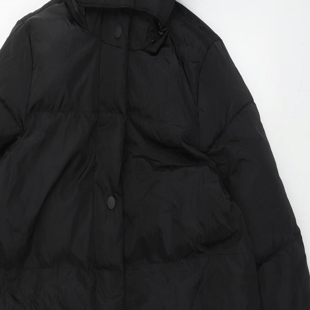 Zara Womens Black Quilted Coat Size XS Zip