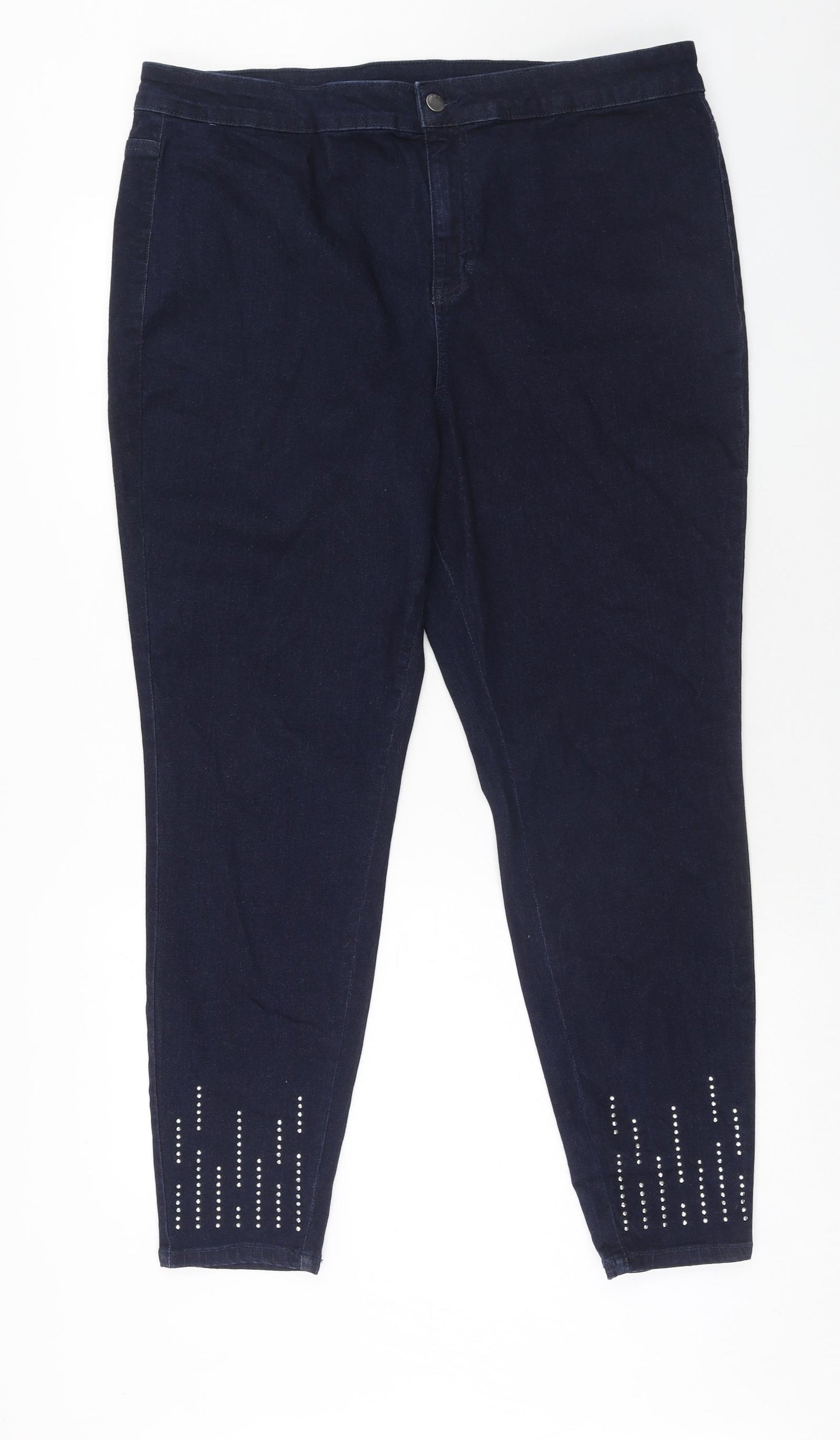 TU Womens Blue Cotton Skinny Jeans Size 20 Regular Zip