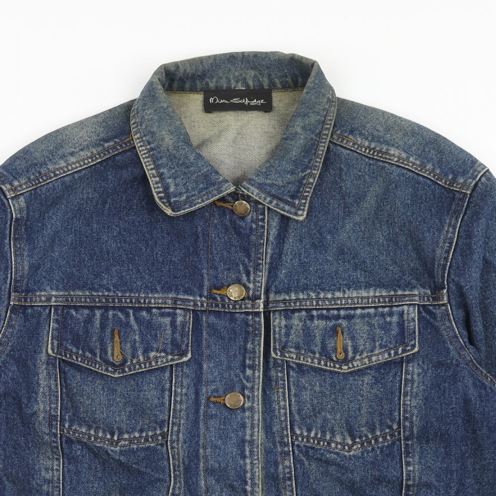 Miss Selfridge Womens Blue Jacket Size S Button